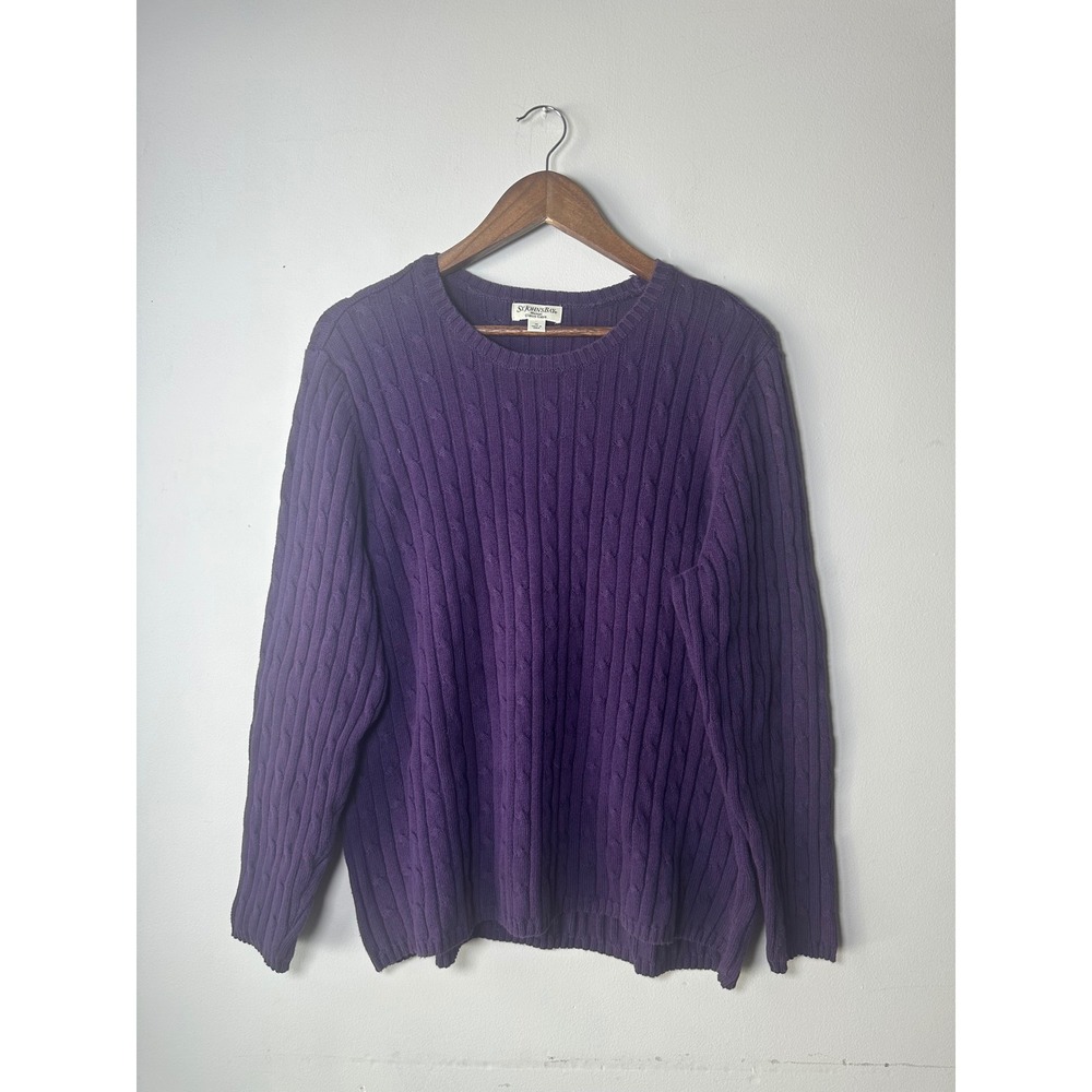 St. John's Bay Woman Classic Cable Knit Purple Cotton Blend Sweater 1X